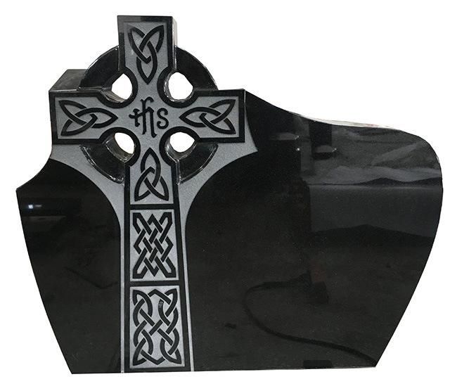 Hand Carved Shanxi Black Granite Tombstone with Ireland Celtic Cross