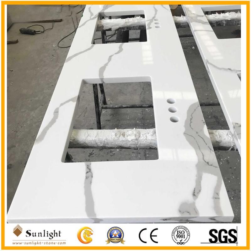 Artificial Calacatta Quartz Stone Countertop for Kitchen/Bathroom Vanity Top