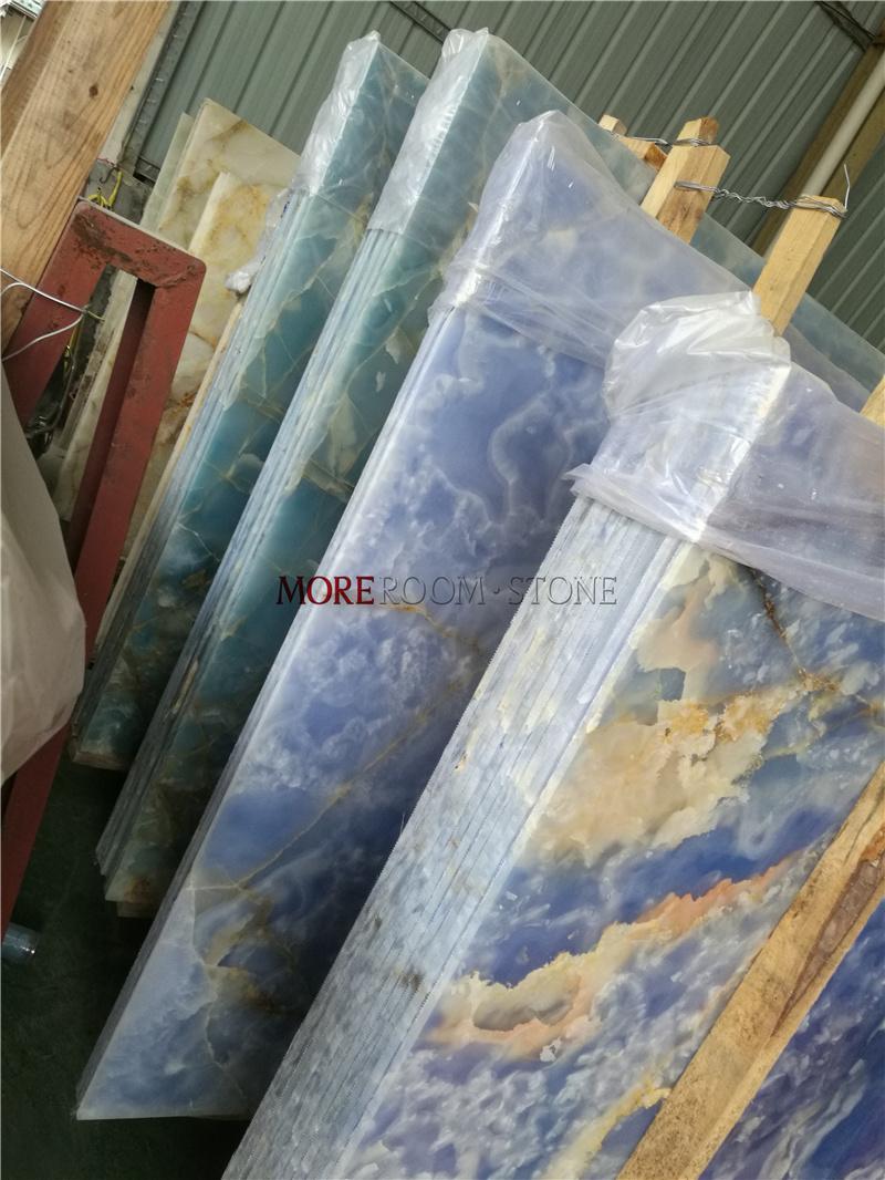 Home Wall Design Natural Blue Onyx Stone Slab