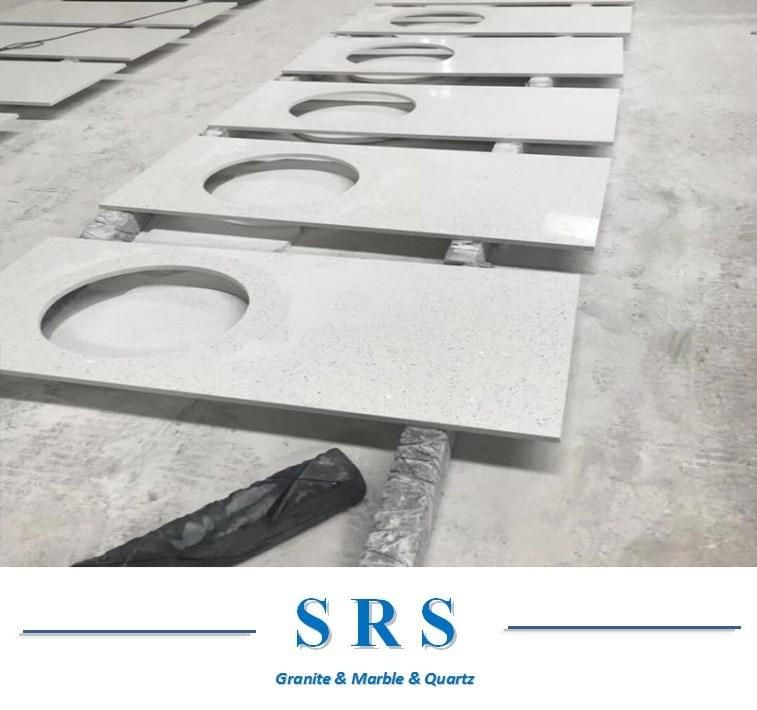Wholesale Prefab Solid Artificial White Quartz for Kitchen, Counter Top, Vanity Tops