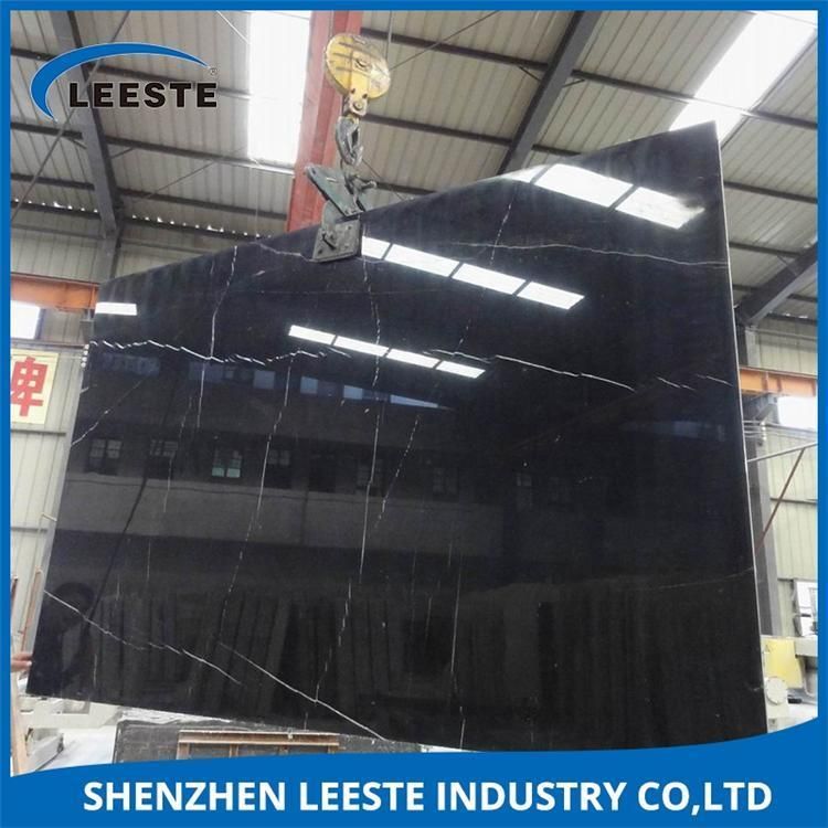China Cheap Black Color with White Veins Marble Slab