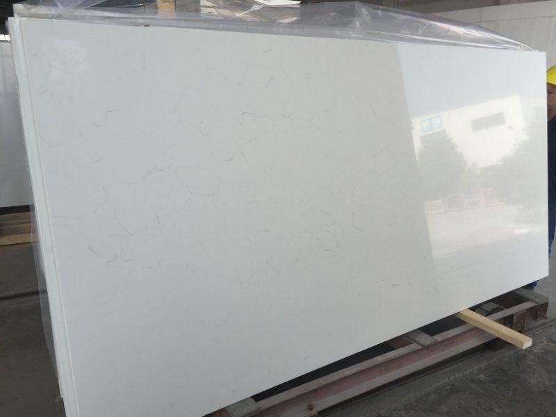 Artificial Marble Look Engineered White Quartz Stone Benchtop for Sale