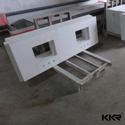 White Solid Surface Bathroom Vanity Top Integrated Sink