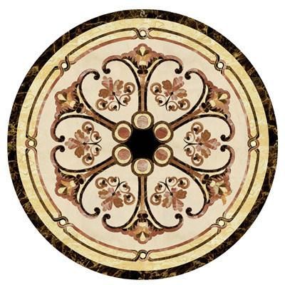 Black Beige Marble Stone Waterjet Medallion Tile
