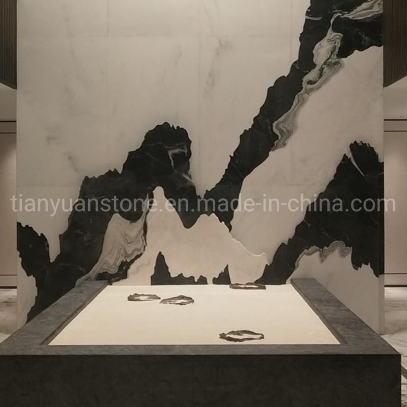 Black and White Polished Natural Panda Marble for Interior Wall Cladding and Flooring