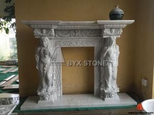 China White Marble Fireplace with Lady Carving for Indoor Decoraction