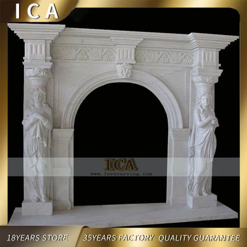 Luxury Style Natural Stone Marble Indoor Fancy Big Fireplace