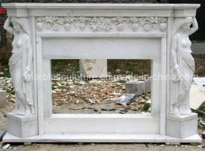 Indoor Cheap Elegant Pure White Marble Fireplace (SY-MF388)