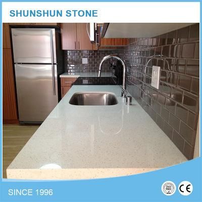 USA Precut Sparkle White Quartz Kitchen Countertop