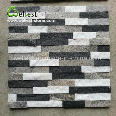 Modern Concise Style Black &amp; White Quartzite Culture Stone Ledge Stone for Wall Covering