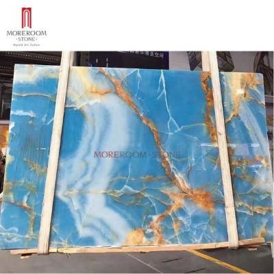 Big Slab Natural Stone Blue Onyx Stone Marble for Interior Wall Flooring Decoration