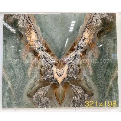 Natural Stone Green Marble Slab for Flooring Tiles/Step Stairs/Countertops