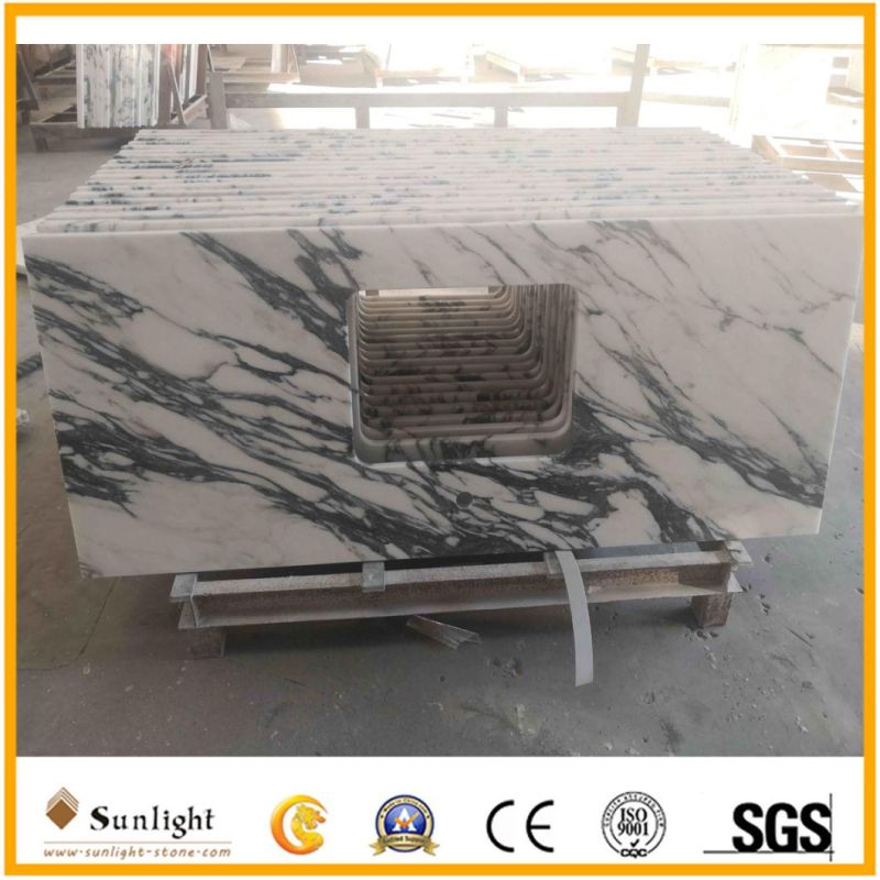 Customize Natural Italy White Arabescato Marble Countertops for Indoor Decoration