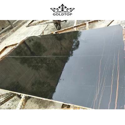 Modern and Popluar Black Marble with Gold Natural Noir Aziza Marble for TV Wall and Tabletop