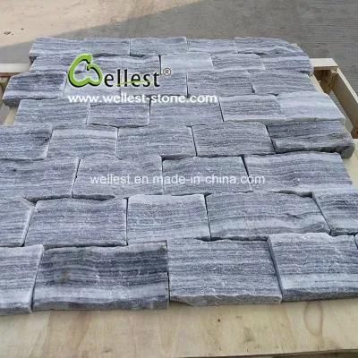 Thin Cloudy Gray Stone Veneer Castle Stone Wall Masonry Stone Veneer