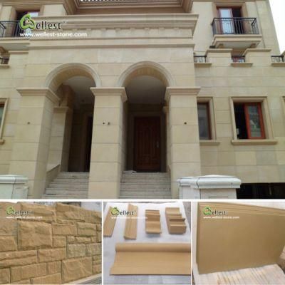 White/Black/Beige/Grey/Green/Red Sandstone Wall Cladding Tile, Paving Tile with Honed, Bushhammered, Rockface Finish