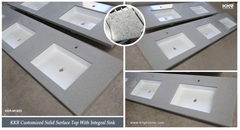Wholesale Chinese White/Grey Granite Bathroom Accessories Lowes Bathroom Quartz Vanity Tops