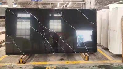 Wholesale Chinese Calacatta Slab Artificial Black Quartz Hotsale Stone Countertop