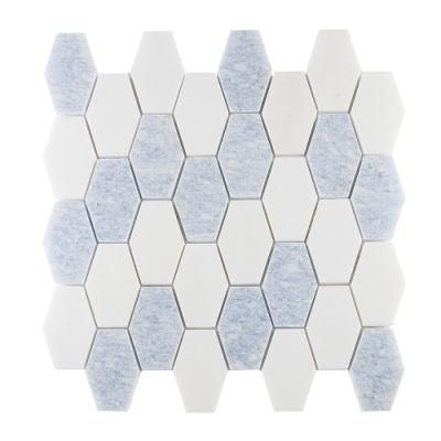 Oval Blue and White Marble Mosaic