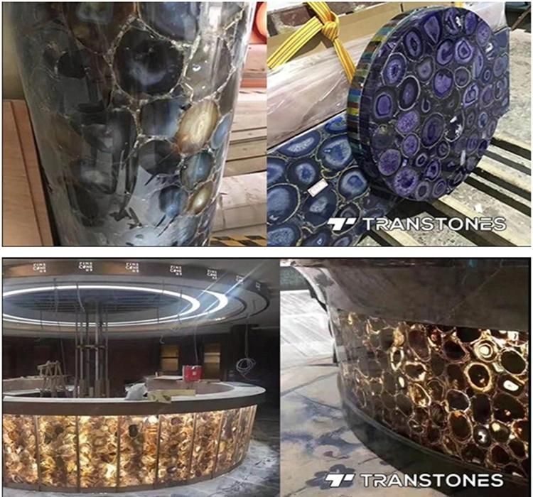 Interior Decorated Building Material Translucent Natural Agate Counter Top