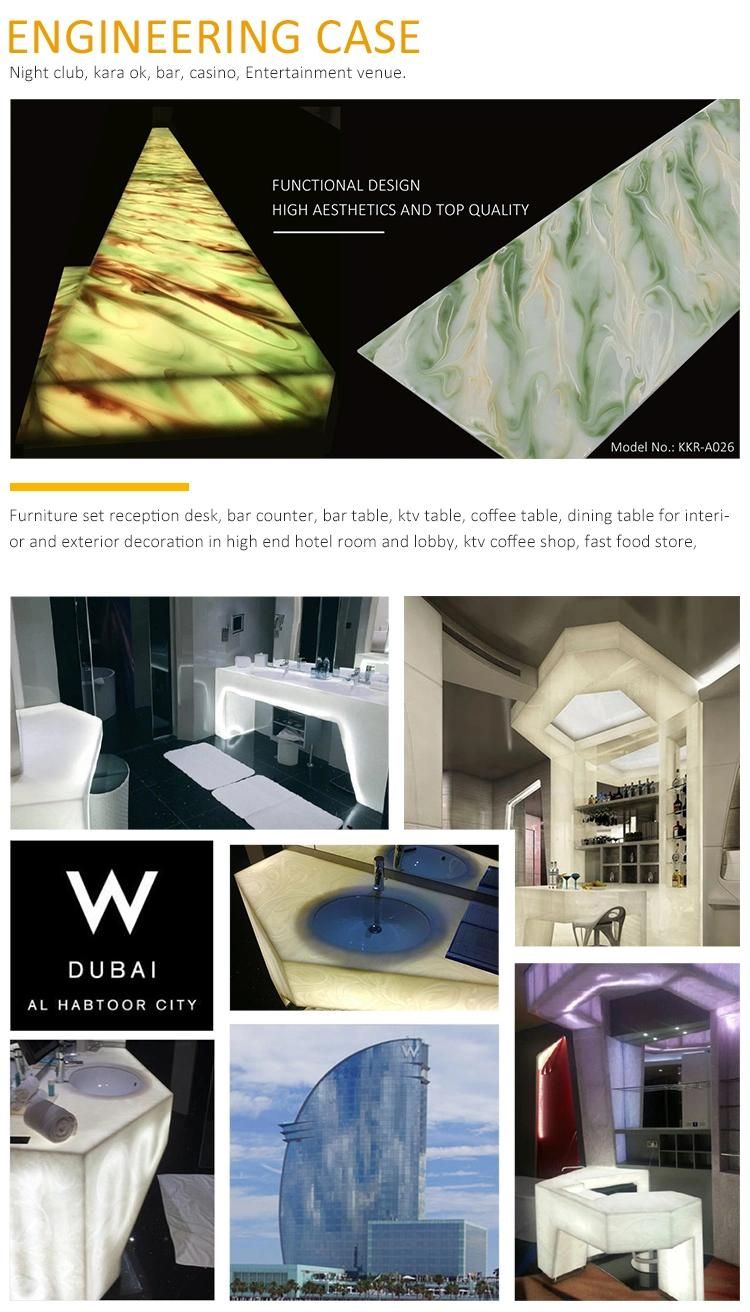 Decoration Acrylic Seamless Joint Translucent Artificial Stone Acrylic Solid Surface Sheet 3.16