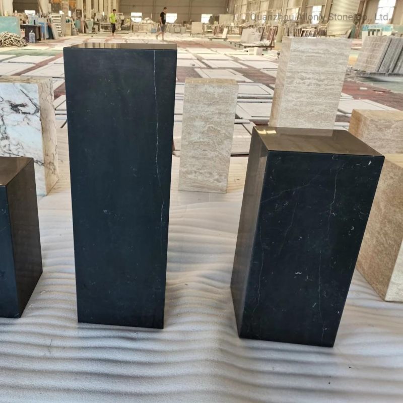 Stone Stand Post Display Black Marble Plinth for Home Hotel Decoration