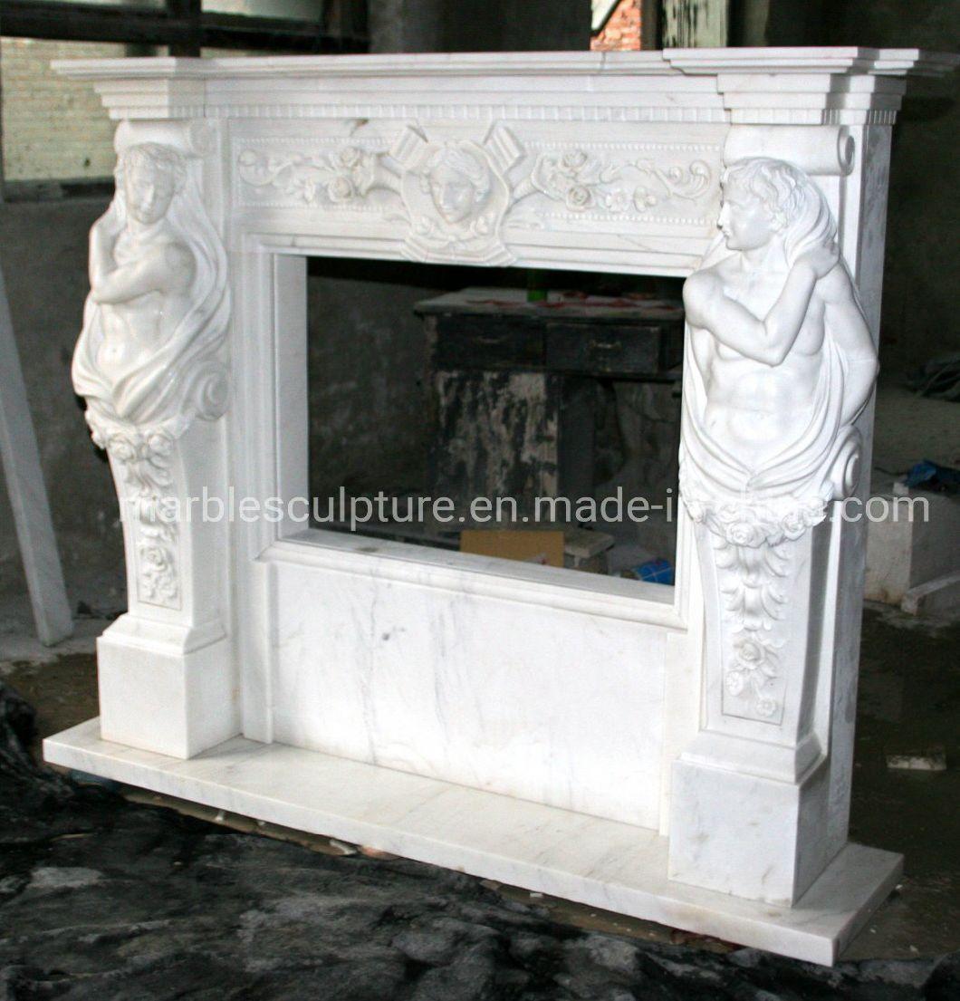Cheap Western Style White Marble Fireplace Price (SY-MF389)