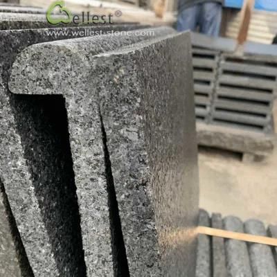 Diamond Black Granite Coping Stones Anti Slip Flamed Finishing