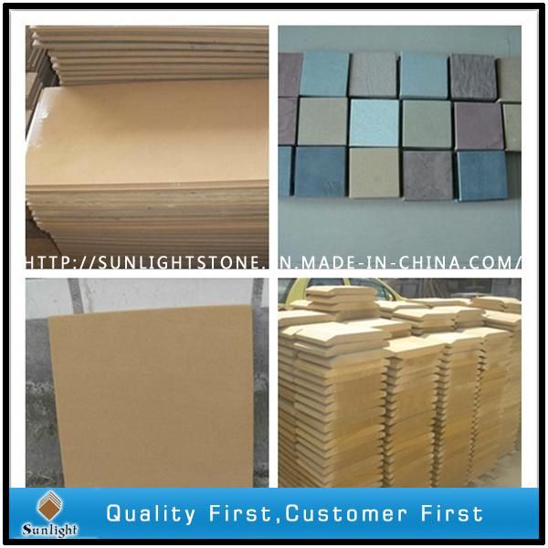 High-Quality Yellow Wooden Vien Sandstone Wall Tile
