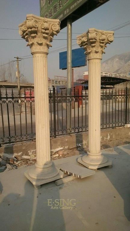 Natural Sunset Red Marble Roman Design Round Pillars Column for Entrance