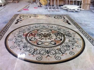 Custom Waterjet Lobby Design Home Beige Marble Floor Design