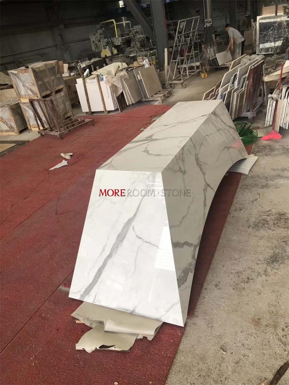 Custom Reception Desk Italian White Marble Countertops
