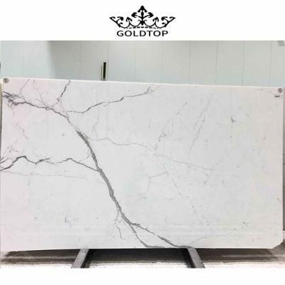 Nice Quality Natural Italian Marble Slab Calacatta White Marble Slab with Grey Veins for Sale