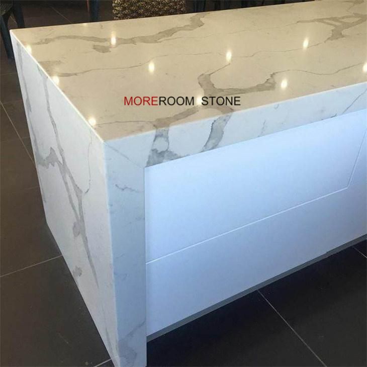 Engineered Quartz White Calcutta Marble Counter Top for Kitchen Island