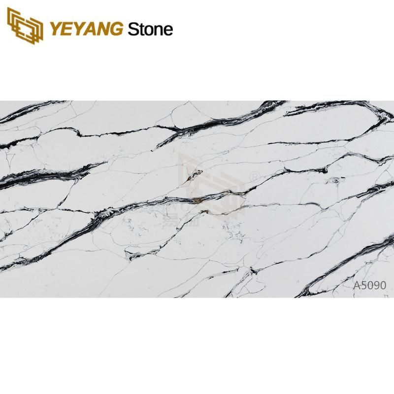 White Engineered Quartz Black Veins Quartz for Bathroom Vanity/Sink//Kitchen/Island/Countertops Wholesale