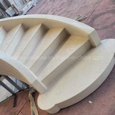 Cream Beige Building Circular/Spiral Marble Floor Stair Tread Staircase