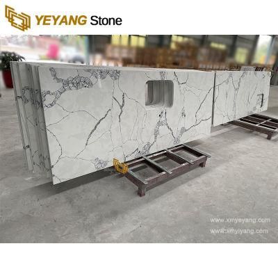White Quartz Countertop Table Surface Artificial Marble Look Quartz Slab