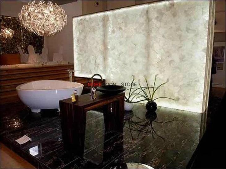 Semiprecious Stone White Quartz Slab Counter Top Onyx Crystal Quartz Slabs