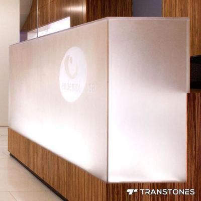 Translucent White Backlit Acrylic Reception Desk Front