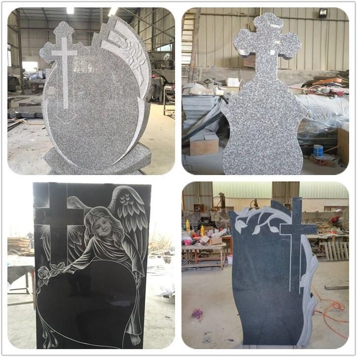 Portugual Style Laser Etched Granite Memorial with Flower Dove Photo