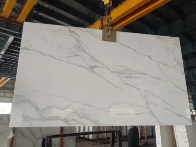 Man Made Artificial Marble Calacatta Veins Nano Glass for Countertops, Kitchentops