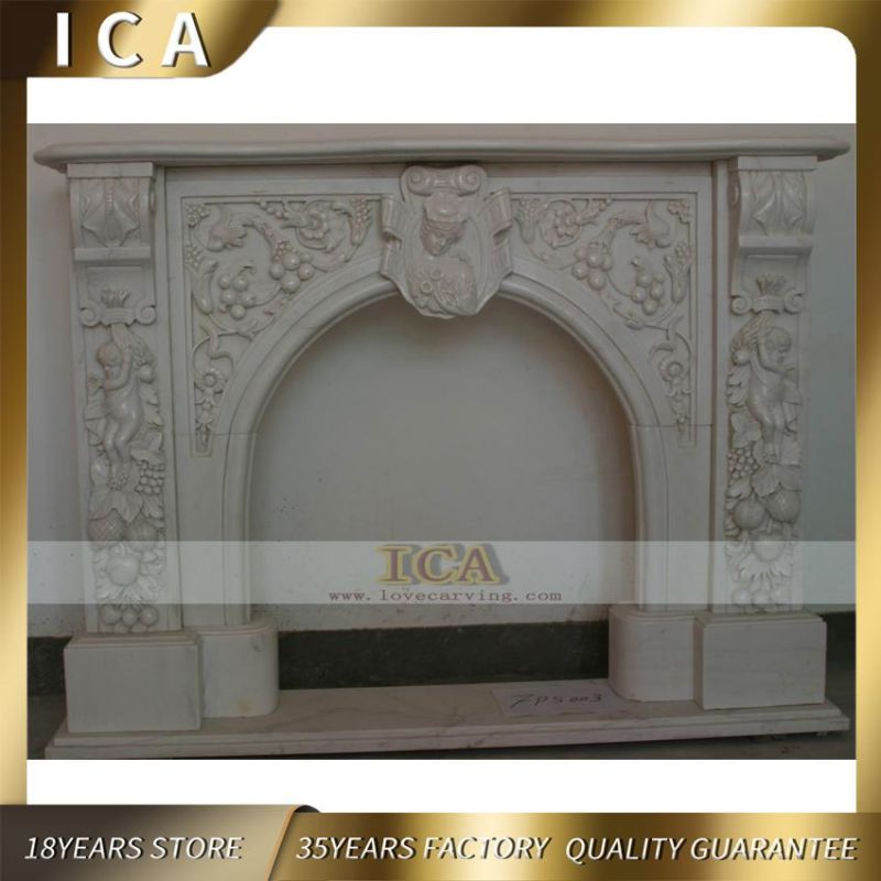 Morden Style Decor Nature Stone White Marble Fireplace Surround