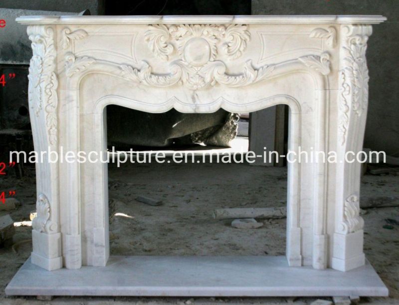 Factory Sale Cheap Price Stone Sculpture White Marble Fireplace (SYMF-052)