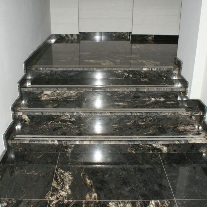Natural Types of Kitchen Granite Price Cosmic Black Graniti with Gold Veins