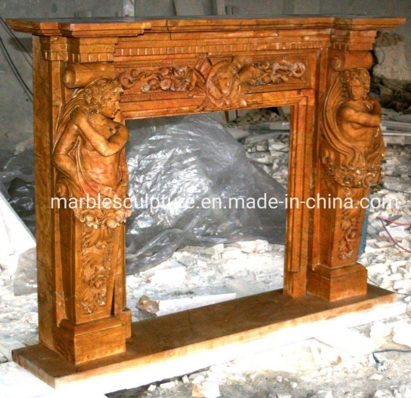 Stone Sculpture Figure Statue Classic Home Decoration Marble Fireplace (SYMF-028)