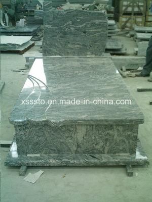 China Juparana Granite European Style Memorial Tombstone Monuments for Cemetery