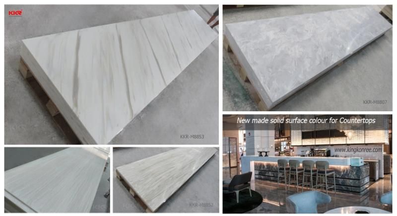 Grey Vein Marble Slab Solid Surface Kitchen Island Artificial Stone