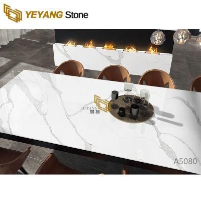 Polished Calacatta Quartz Marble Effect Quartz Stone for Tabletop/Worktop/Desktop