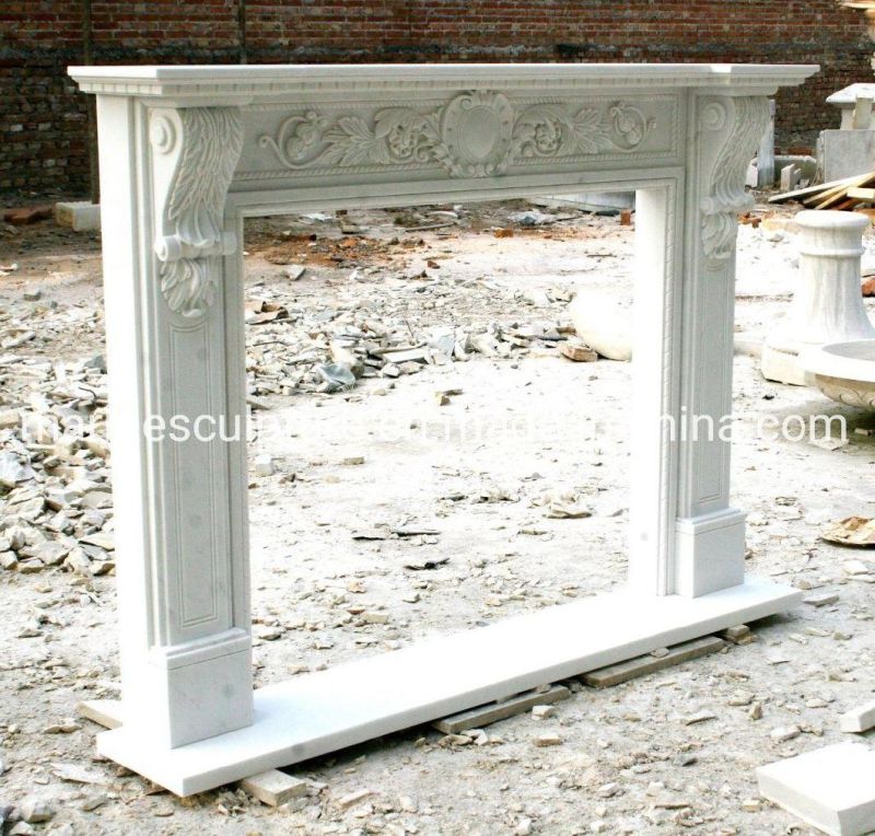 Beautiful Elegant Hand Carved Marble Fireplace on Sale (SYMF-160)
