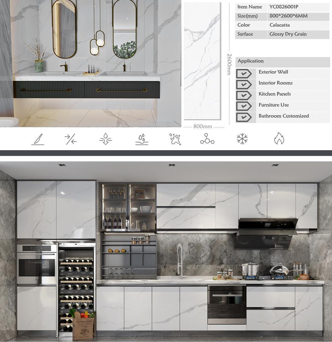 China Factory Artificial Sintered Stone Porcelain Slab Carrara White Marble Natural Granite Quartz Stone Kitchen Top Countertop Customized with Cabinet